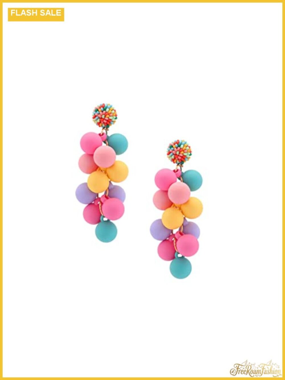 Acrylic Beaded Dangle Earrings Brass Drop Statement Boho Jewelry for Women